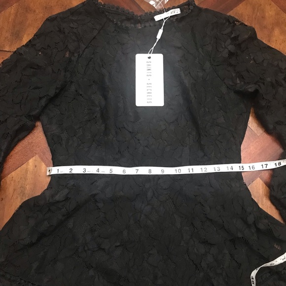 Saints + Secrets brocade sleeve lace ruffle dress - Picture 13 of 15